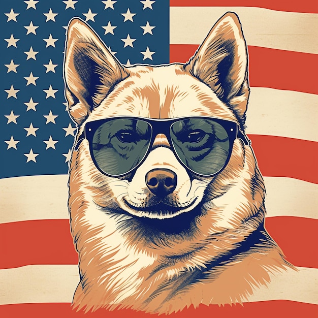 Cool shiba inu dog in sunglasses