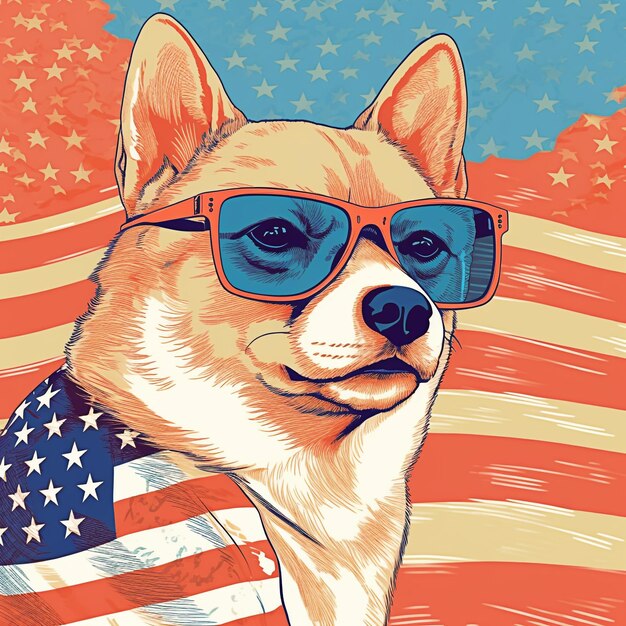 Cool shiba inu dog in sunglasses