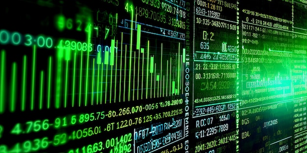 Cool Stock Market Display Green Chart and Magic Numbers