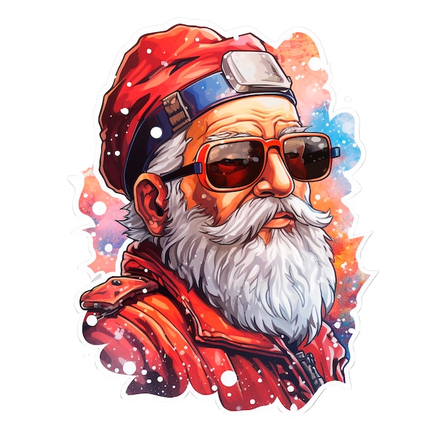 Cool Stylish Santa Claus AI Generated Santa Claus Print For Tshirt Neon Colors Modern Style Pr