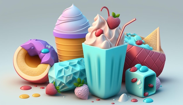 Cool Treats An Illustration of Icy Summer Drink Generative AI