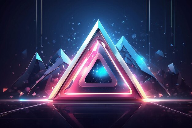 Cool triangular shaped illustration with futuristic scifi techno lightsbackground