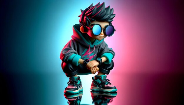 Cool Urban Kid with Trendy Sneakers and Sunglasses