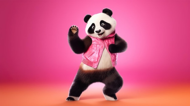 Cool vrolijke cartoon stijl panda dansen salsa