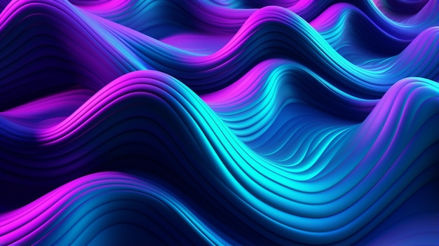 A cool wave pattern with blue green and pink neon light