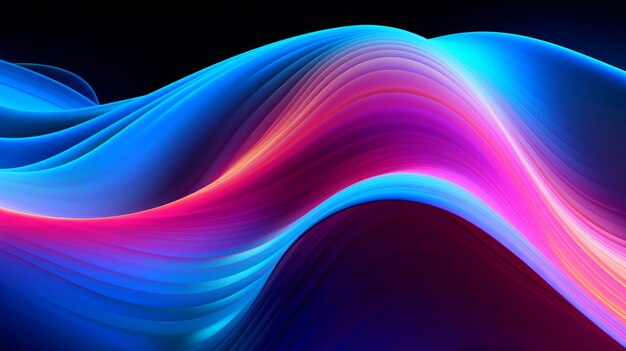 A cool wave pattern with blue green and pink neon light