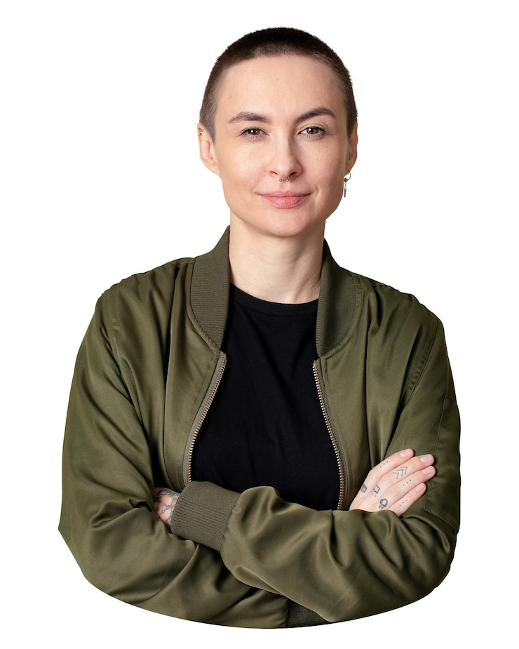 Photo cool woman png portrait sticker transparent background