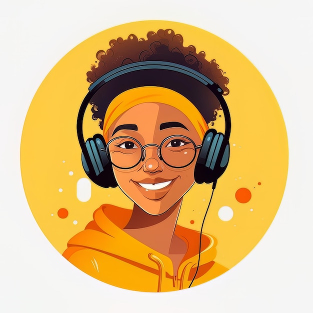 cool woman vector art with headphones