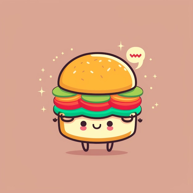 Foto coole kawaii hamburger vectorillustratie