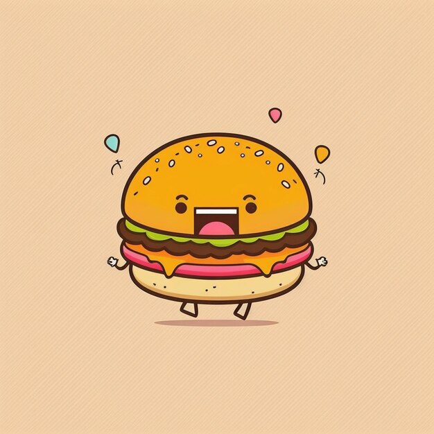 Coole kawaii hamburger vectorillustratie