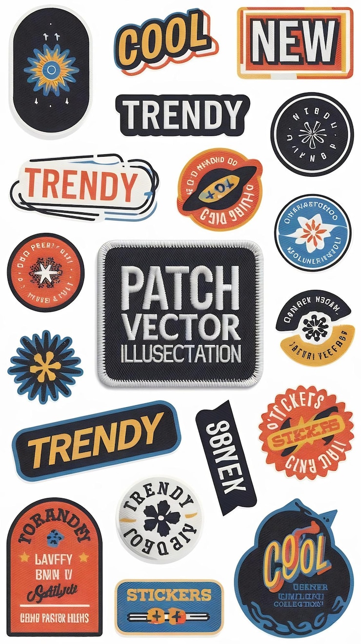 Foto coole vectorillustratie van de trendy nieuwe stickercollectie