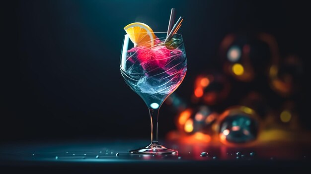 Cooling alcoholic cocktail on a dark background generative AI