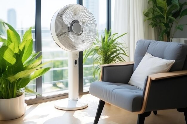 Cooling Fan in a Bright Living Space