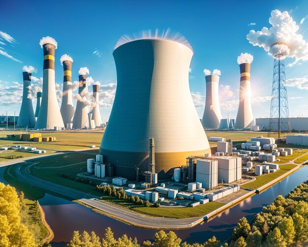 Cooling towers of nuclear power plants or lignite power plants have smoke that causes environmental