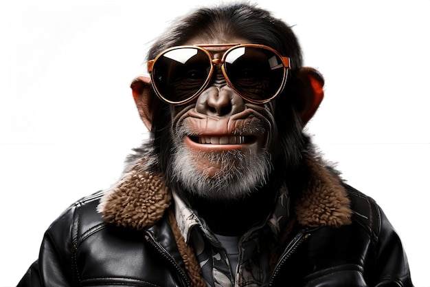 Photo coollooking chimpanzee with a smile generative by ai