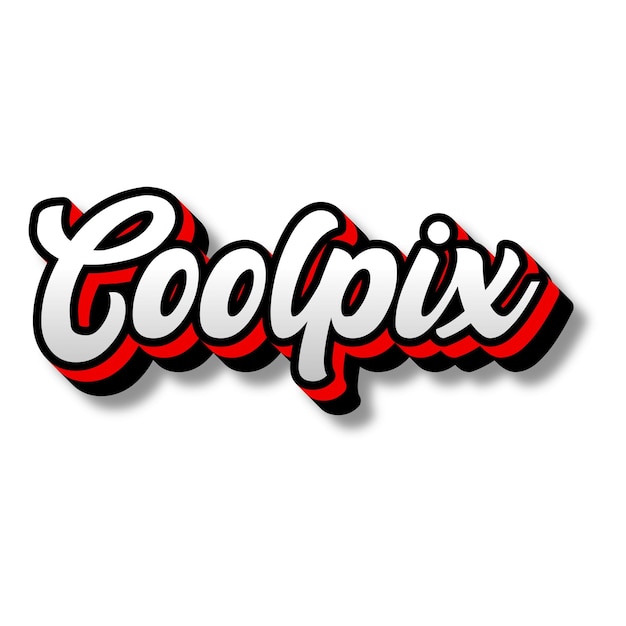 Photo coolpix text 3d silver red black white background photo jpg