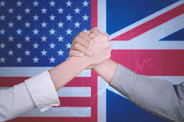 Cooperation with America and England flag