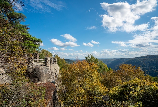 Coopers Rock State Park kijkt uit over de Cheat River in West Virginia met herfstkleuren