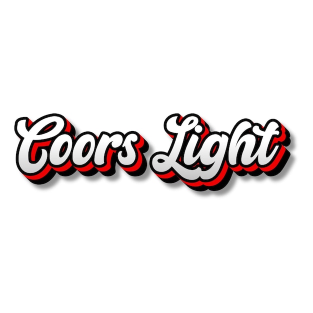 CoorsLight Text 3D Silver Red Black White Background Photo JPG