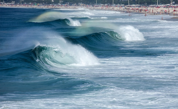 Copacabana beach in Rio de Janeiro on a big wave day