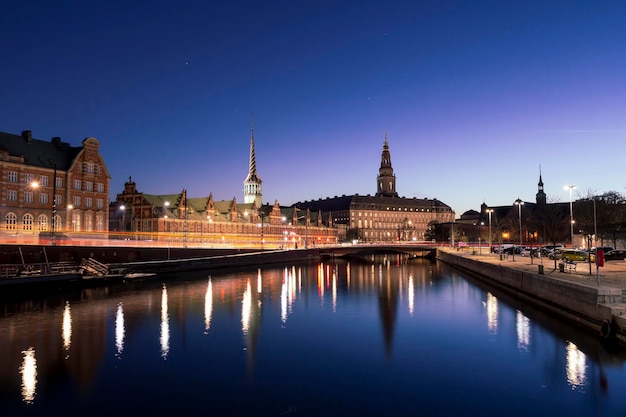 사진 저녁 에 크리스티안보르크 궁전 에서 코펜하겐 도시 풍경