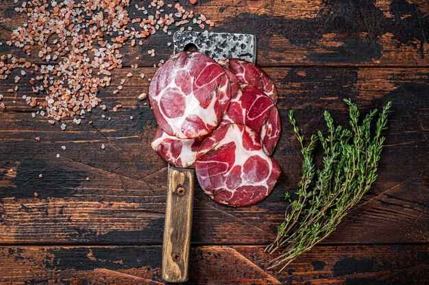 Coppa, Capocollo, Capicollo Gezouten ham op vleesmes