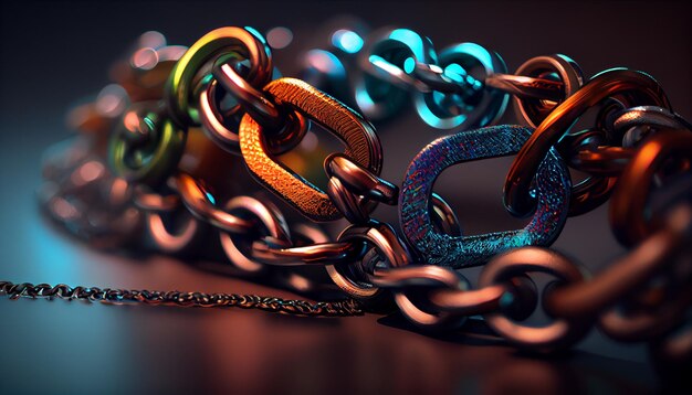 Copper chain on a dark backgroundgenerative ai