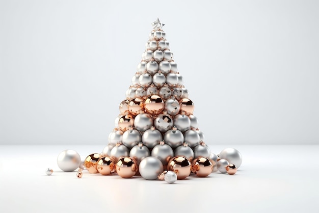 Copper Christmas Balls Christmas Tree Generative AI