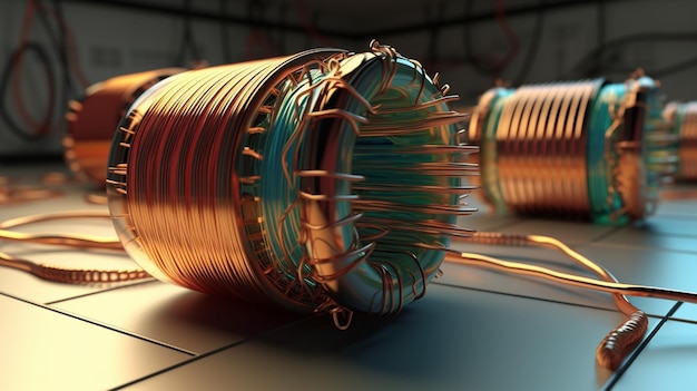 A copper coil is shown on a table.