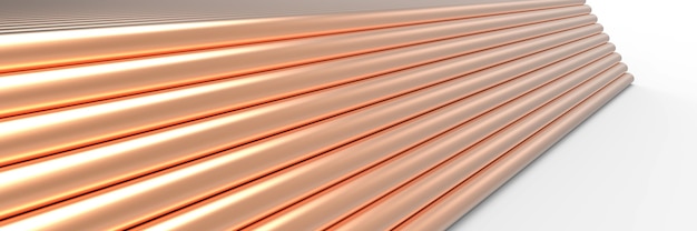 Copper cylinder pattern background. 3D rendering.