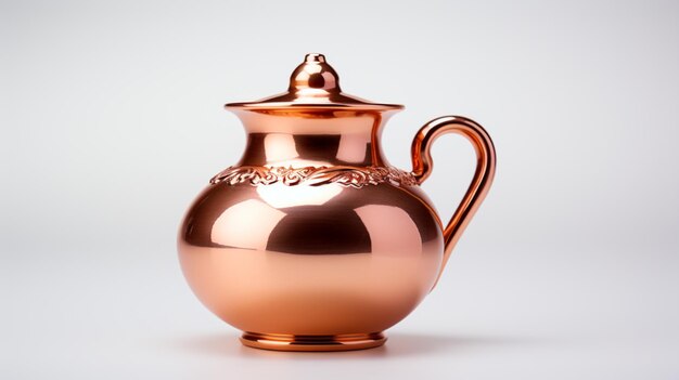 Copper lota on white background