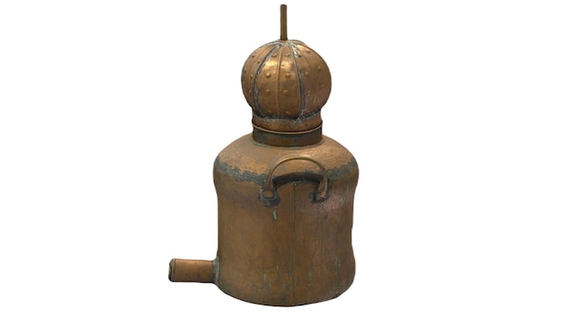 Photo a copper oil lamp with a round top and a round top.