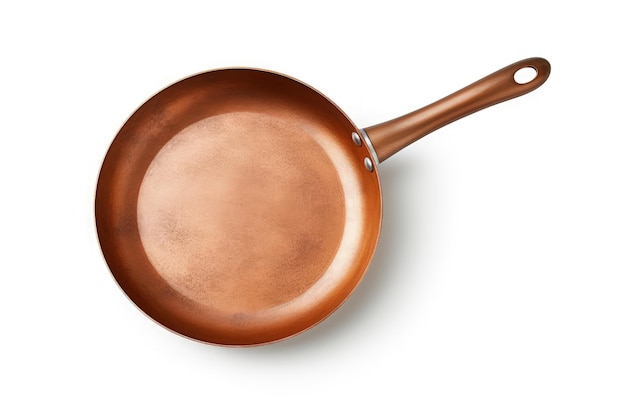 Copper pan on white background