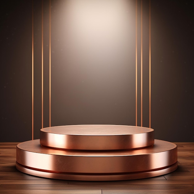 Copper podium with black or product display stand with lighting