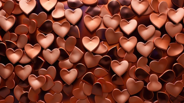 Copper Rose Color Hearts as a background