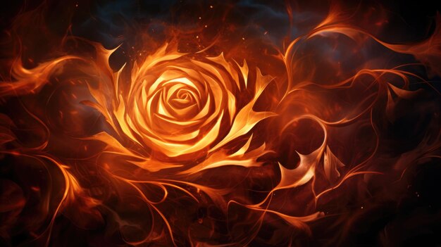 Photo copper rose fire background