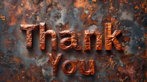 Photo copper thank you concept creative art poster