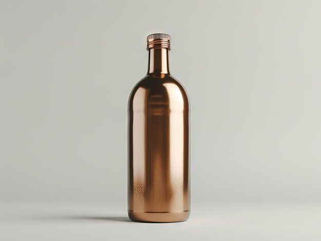 白い背景の銅のワインボトル