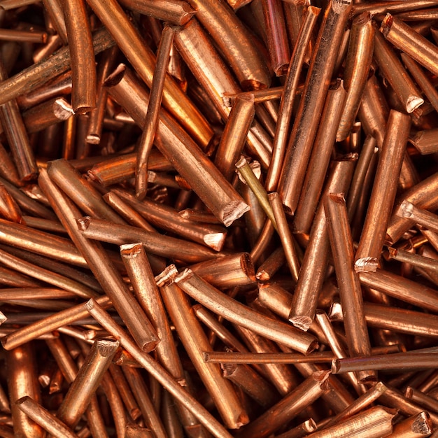 Copper wire is cut into pieces