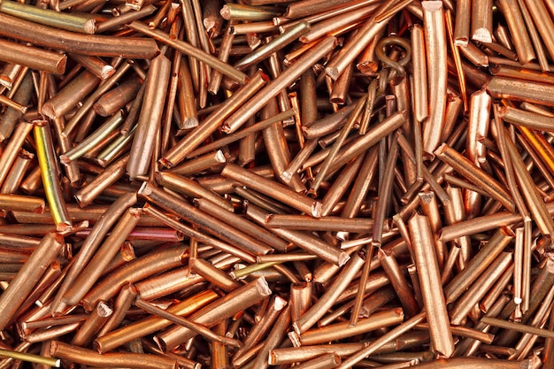 Copper wire is cut into pieces