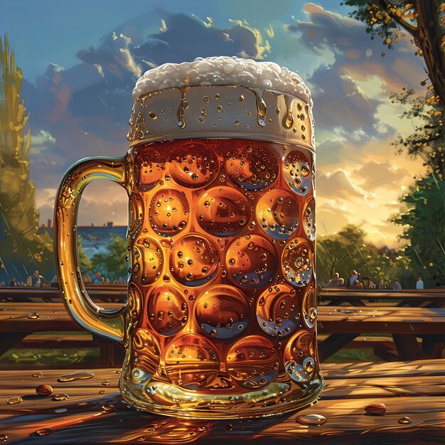 Foto coppercolored ale in een klassieke beker op het oktoberfest