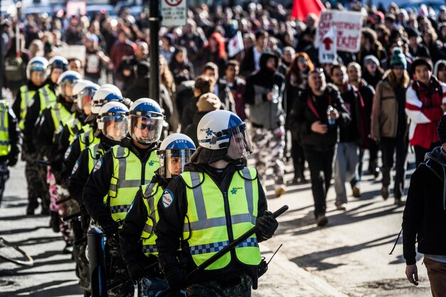 Cops Following the Marchers to make sure everything is under Control