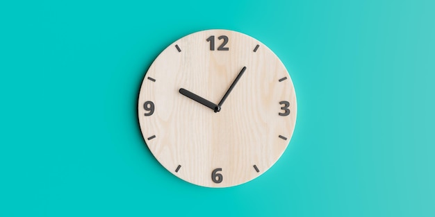 Copy space background with wooden wall clock 3d rendering