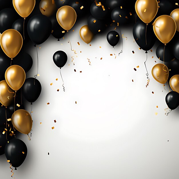 Copy space of a balloons and gift decor background AI