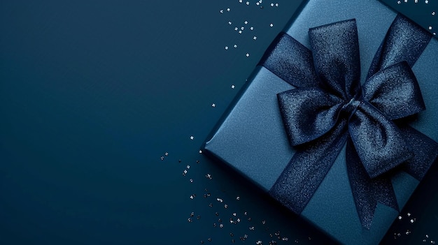 copy space blue gift box with dark blue background