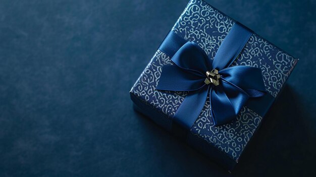 copy space blue gift box with dark blue background