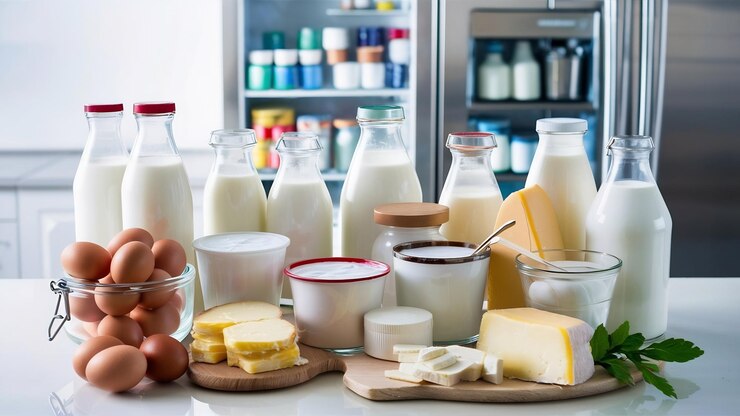 Фотография копировальное пространство и молочные продукты