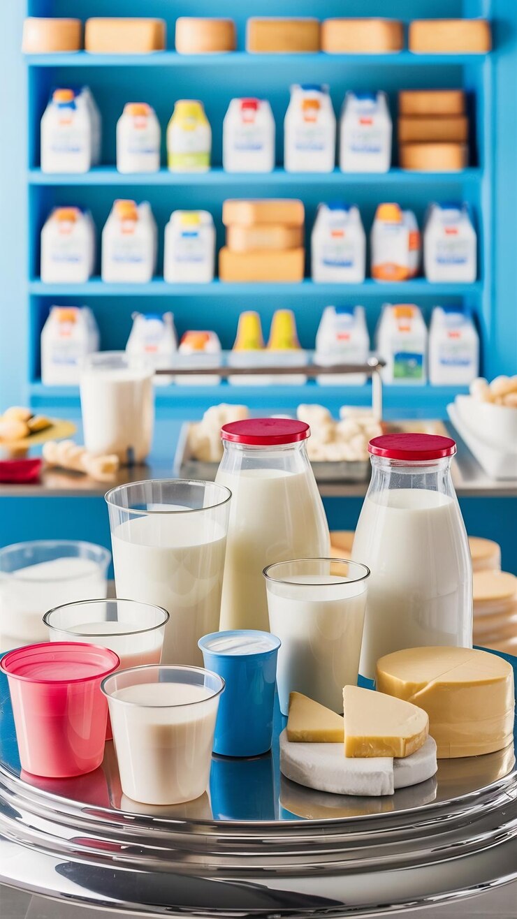 Фотография копировальное пространство и молочные продукты