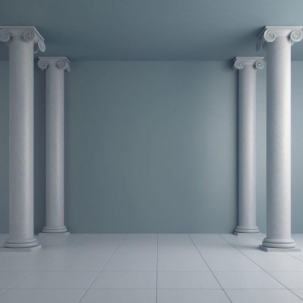 Copy space grayblue empty wall with columns AI Generated