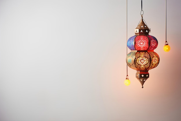 copy space hanging diwali lantern white background
